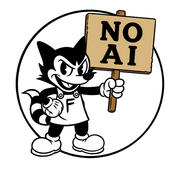 Hand-drawn, no AI badge
